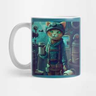 Steampunk Cat is Fixing the Machinery Mug